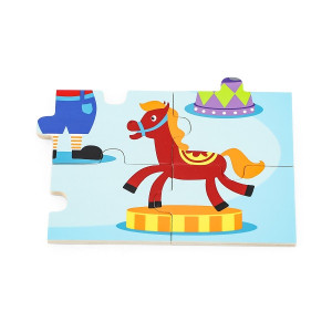 Пазлы деревянные Viga Сказка/Цирк, рамка-вкладыш, 30х23см, 16 элементов