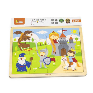 Пазлы деревянные Viga Сказка/Цирк, рамка-вкладыш, 30х23см, 16 элементов
