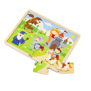 Пазлы деревянные Viga Сказка/Цирк, рамка-вкладыш, 30х23см, 16 элементов