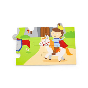 Пазлы деревянные Viga Сказка/Цирк, рамка-вкладыш, 30х23см, 16 элементов