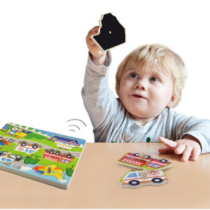 Пазлы деревянные Viga 51274 Транспорт со звуком, вкладыш, 7 элементов