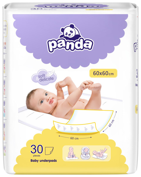 Одноразовые детские пеленки Panda (60х60 см), впитывающие, 30шт.
