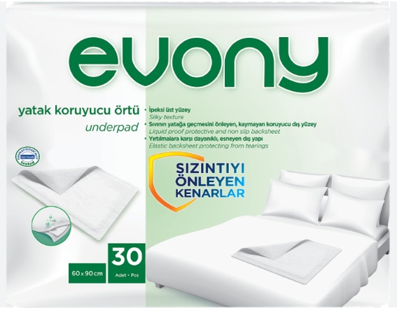 Одноразовые пеленки Evony, 60х90см, 30шт