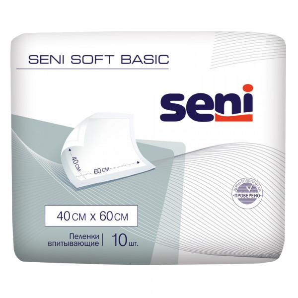 Одноразовые пеленки Seni Soft Basic (40х60 см), впитывающие, 10шт.