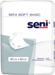 Одноразовые пеленки Seni Soft Basic (60 х 60 см), впитывающие, 10 шт.