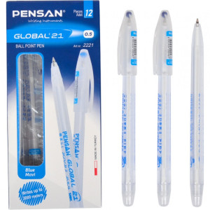 Ручка масляная GLOBAL 21, цвета в ассортименте, толщина 0,5мм