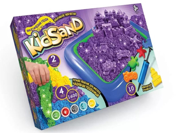 Кинетический песок Danko Toys Kidsand, 4цвета, с песочницей, 1600г