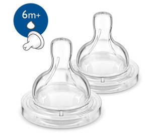 Соска силиконовая для бутылочки Phillips AVENT Anti-Colic, для каши, 6m+, 2шт.