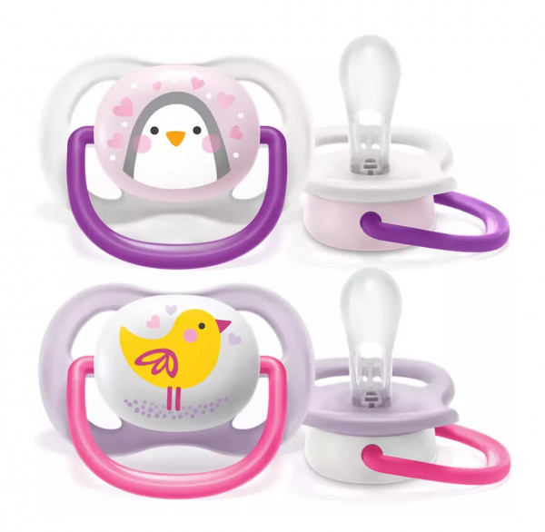 Пустышка Philips AVENT Ultra Air Animal, силиконовая, ортодонтическая, для девочки, 0-6 m, 2 шт.