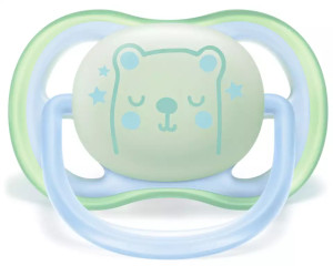 Пустышка Philips AVENT Ultra Air Ночная, силиконовая, люминесцентная, для мальчиков, 0m+, 2шт.