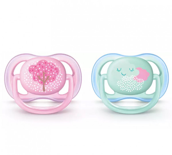 Пустышка Philips AVENT Ultra Air, силиконовая, ортодонтическая, для девочек, 0m+, 2шт.