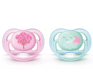 Пустышка Philips AVENT Ultra Air, силиконовая, ортодонтическая, для девочек, 0m+, 2шт.