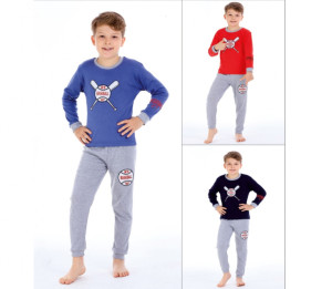Пижама для мальчика LD Бейсболл, интерлок, 3-6 лет