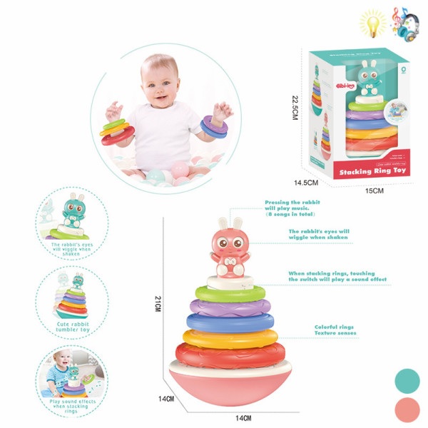 Пирамидка 50737 Зайка 2 в 1, со светом и музыкой