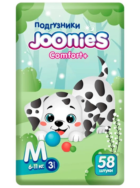 Подгузники Joonies Comfort+ M (6-11кг), 58шт.
