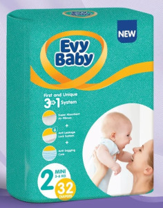Подгузники Evy Baby Mini Jumbo №2 (3-6 кг), 32шт.
