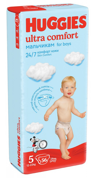 Подгузники Huggies Ultra Comfort Boy №5 (12-22 кг) 56шт., для мальчиков