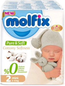 Подгузники Molfix Pure & Soft Mini №2 (3-6кг) 64шт.