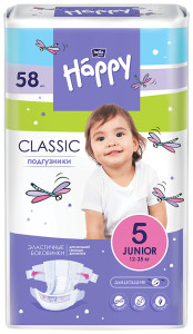 Подгузники Bella Happy Classic Junior №5 (12-25 кг), 58 шт.
