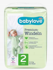 Подгузники DM BabyLove Premium Windeln №2 (3-6 кг) 42шт.