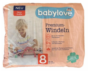 Подгузники DM BabyLove Premium Windeln №8 (18+ кг) 28шт.