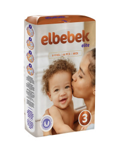Подгузники ELBEBEK Midi №3 (4-9 кг) 66шт