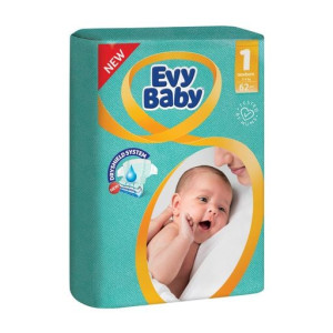Подгузники Evy Baby Newborn №1 (2-5 кг), 62 шт.