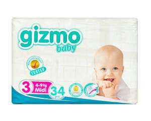 Подгузники Gizmo baby №3 (4-9кг) 34шт.