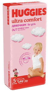 Подгузники Huggies Ultra Comfort Girl №5 (12-22 кг) 64шт. для девочек