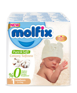 Подгузники Molfix Pure & Soft Newborn №1 (2-5кг) 40шт.