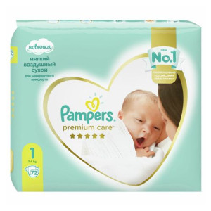 Подгузники Pampers Premium Care 1 (2-5кг) 72шт