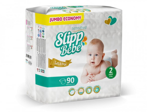 Подгузники Slipp Bebe Soft&Dry №2 (3-6 кг), 90шт