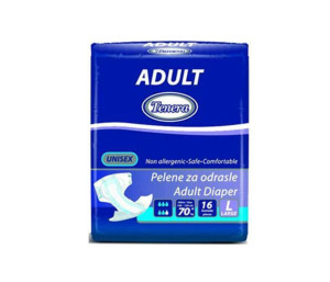 Подгузники для взрослых Tenera Adult L (100-150см), 70кг+, 5кап, 16шт