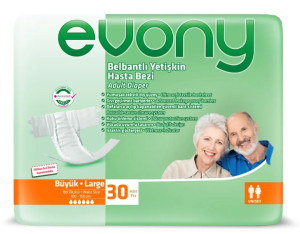 Подгузники Evony Premium L (100-150см), для взрослых, 30шт/1шт