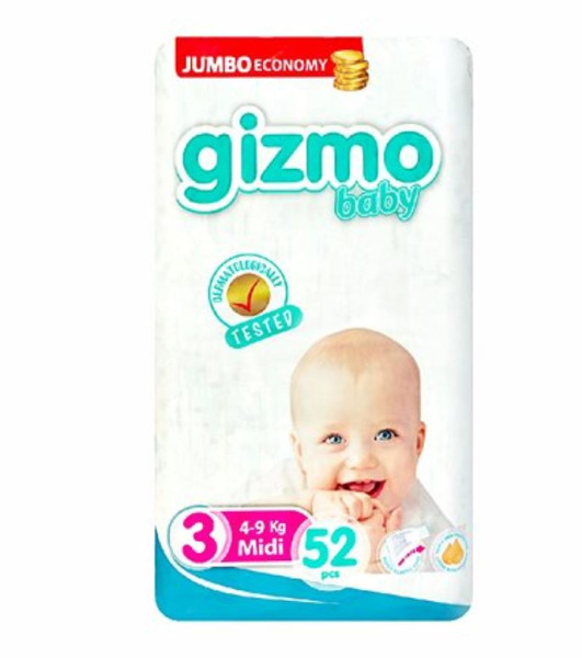 Подгузники Gizmo baby №3 (4-9кг), 52шт
