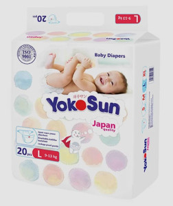 Подгузники для мальчиков и девочек YokoSun L (9-13кг), 20 шт.