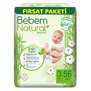 Подгузники Bebem Natural Midi №3 (4-9кг), 56шт