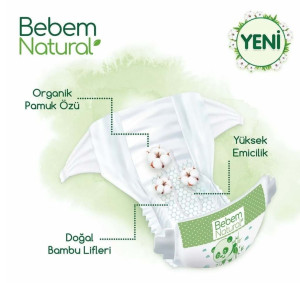 Подгузники Bebem Natural Midi №3 (4-9кг), 56шт