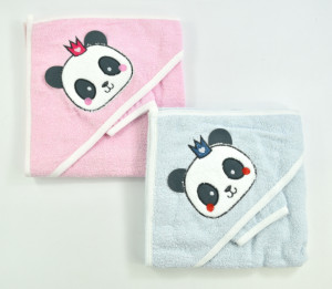 Полотенце-уголок с рукавичкой BD Панда, хлопок махровый, 75х75см