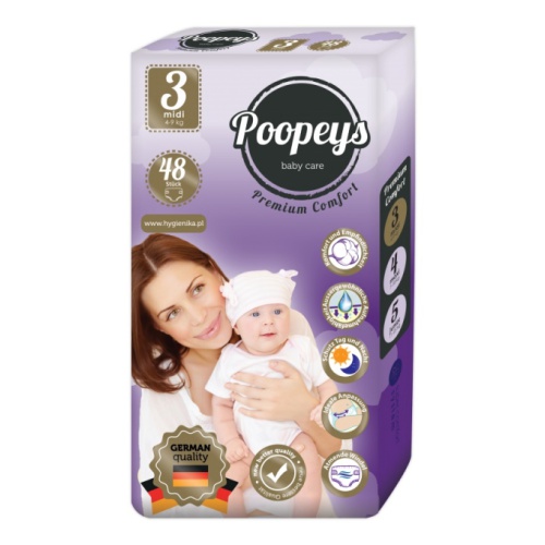 Подгузники POOPEYS Midi №3 (4-9кг) 48шт.