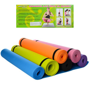 Коврик для фитнеса и йоги PROFI M 0380-1, йогамат, 0,4 см