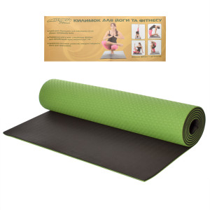 Йогамат PROFI MS 0613-1, TPE, коврик для йоги, 0,6 см, двухсторонний