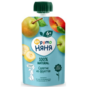 Пюре ФрутоНяня "Салатик из фруктов", в мягкой упаковке, 6m+, 90г