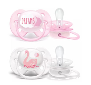 Пустышка Philips AVENT Ultra Soft Dreams, ультрамягкая, для девочки, 0-6m, 2шт.