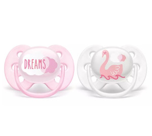 Пустышка Philips AVENT Ultra Soft Dreams, ультрамягкая, для девочки, 0-6m, 2шт.