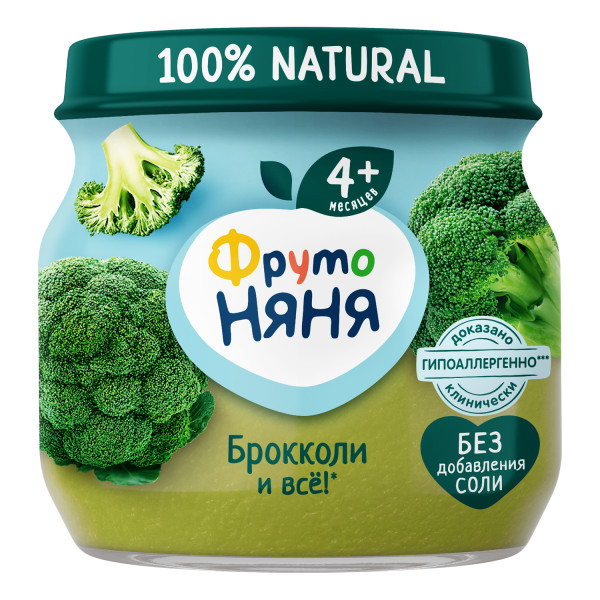 Пюре ФрутоНяня Брокколи, 4m+, 80гр