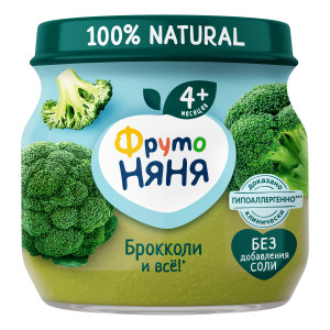 Пюре ФрутоНяня Брокколи, 4m+, 80гр