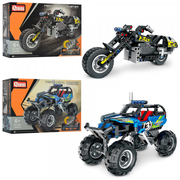Конструктор Qihui 5801-5803 Мотоцикл/Джип, от 183 деталей
