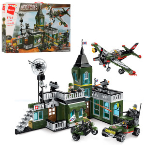 Конструктор Qman 1714 Военный, база, транспорт, 627 деталей