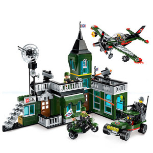 Конструктор Qman 1714 Военный, база, транспорт, 627 деталей